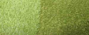 Cuando el césped artificial se instala a contrapelo se notan diferentes colores.