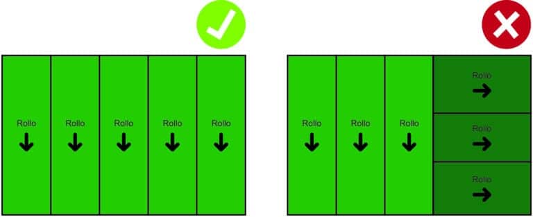 Los rollos de césped artificial deben de tener siempre la misma dirección para que se vean bien.