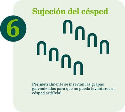 Sujeción del césped artificial a la superficie de tierra
