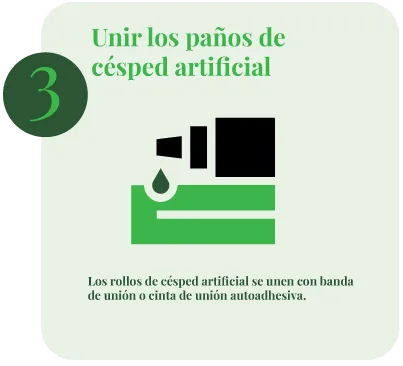 Unir los paños de césped artificial en terrazas