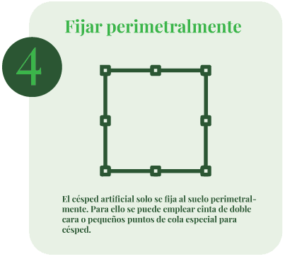 Fijar perimetralmente el césped artificial al suelo de la terraza