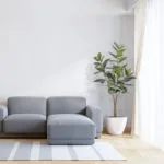 Decoration with artificial ficus lyrata plant