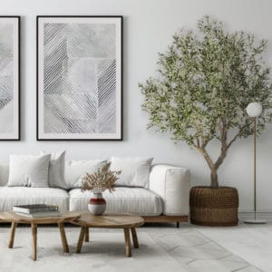 Decoración con árbol olivo artificial