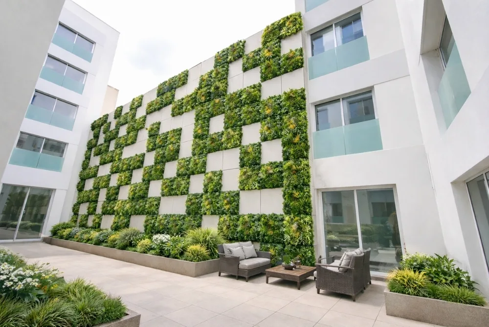 Energiesparende künstliche vertikale Gärten